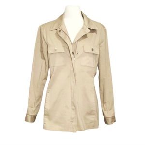 Evan Picone Stretch Trench Blazer Coat in Khaki, Medium